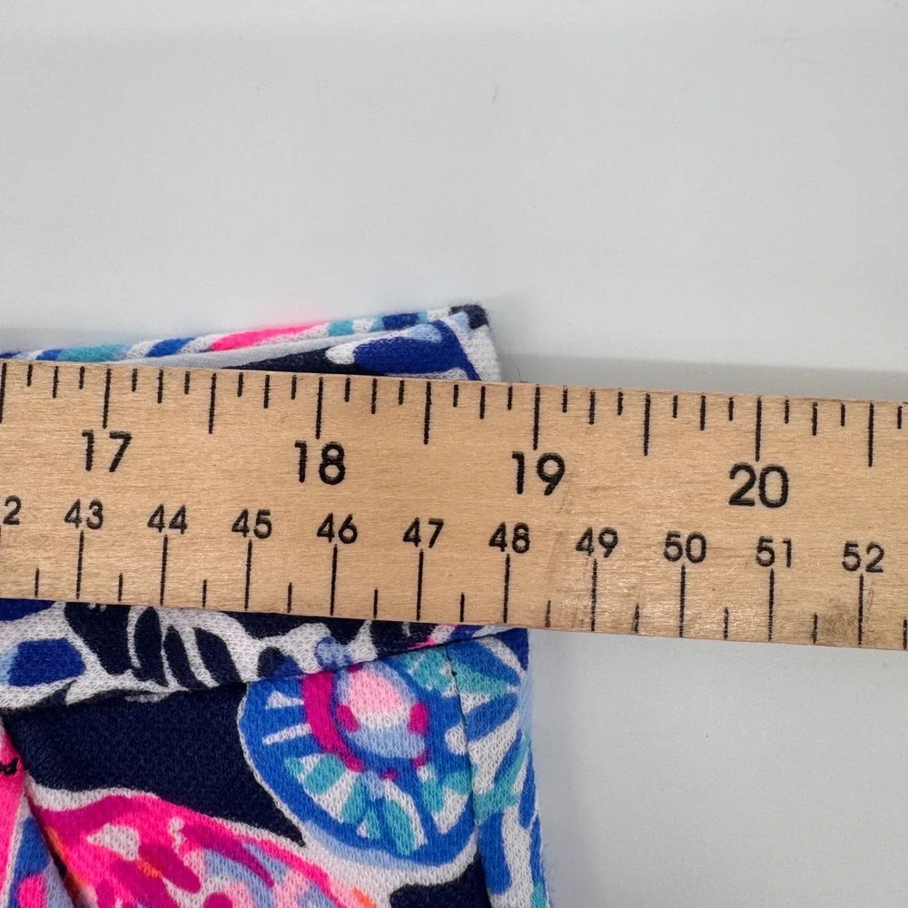 Lilly Pulitzer Buttercup Knit Short Women 14 Navy Pink Scalloped Turtle 005645